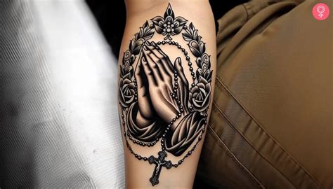 Hands And Rosary Tattoo