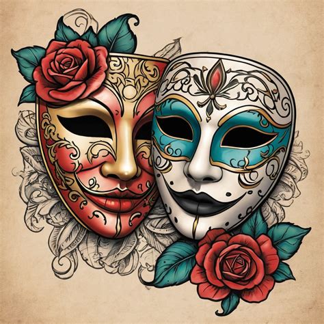 Happy And Sad Mask Tattoo Stable Diffusion Online