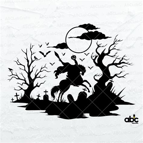 Headless Horseman Svg File Graveyard Scene Svg Vampire Bat Svg