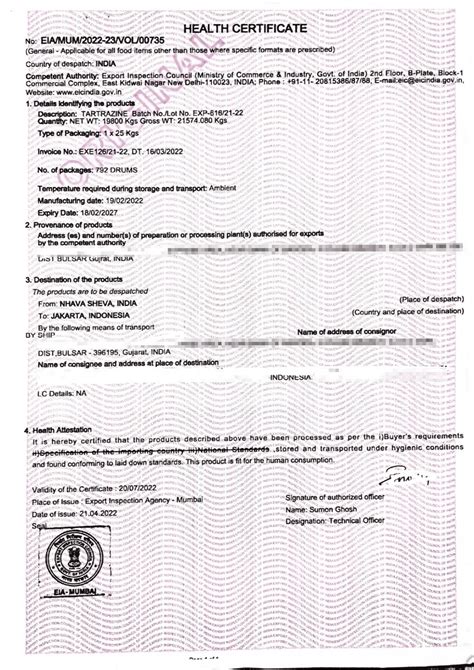 Health Certificate