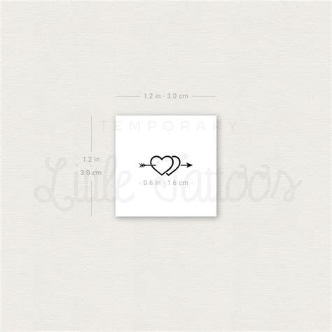 Heart And Arrow Temporary Tattoo Set Of 3 Heart And Arrow Temporary Tattoo Set Of 3