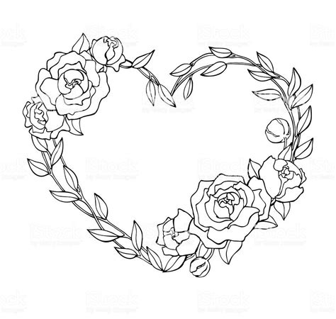 Heart Wrapped In A Rose Roses Drawing Flower Drawing Heart Coloring Heart Wrapped In A Rose Roses Drawing Flower Drawing Heart Coloring