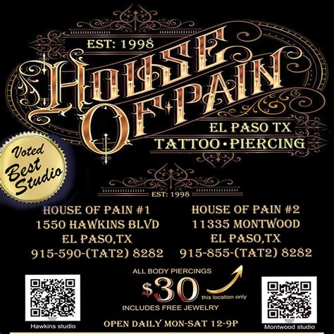 House Of Pain Tattoo House Of Pain Studios Voted Best Studio