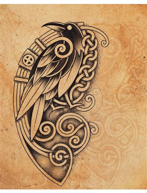 Hugin And Munin Ink Design Celtic Raven Tattoo Celtic Raven