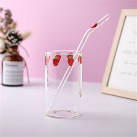 Ins Nana Strawberry Glasses Heat Resistant Coffee Milk Water Cups With