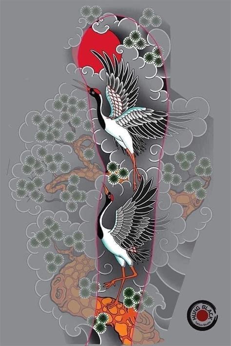 Japanese Crane Tattoo Design