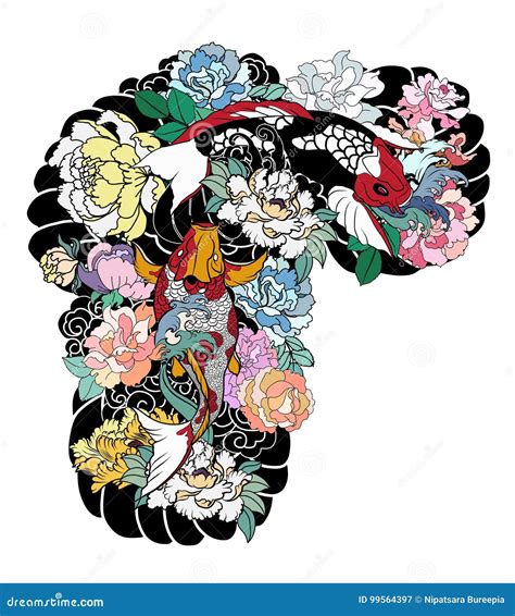 Japanese Tattoo Background For Tattoo Design Cartoon Vector