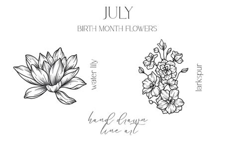 July Water Lily Tattoo Printable July Water Lily Tattoo Printable