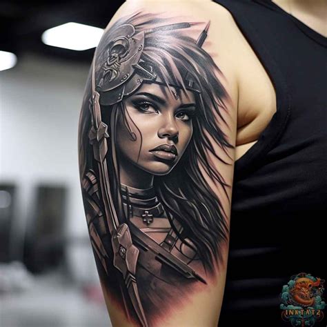 Lady Warrior Tattoos For Females