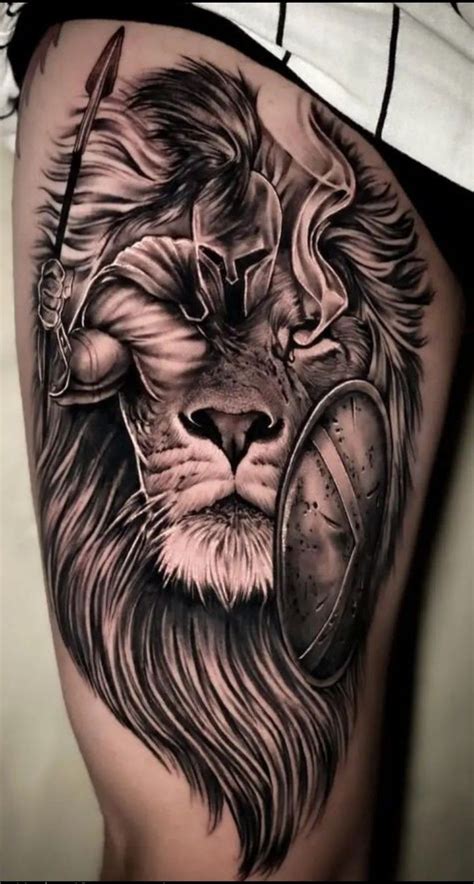 Lion Tattoo On Thigh Tattoo Style Trends