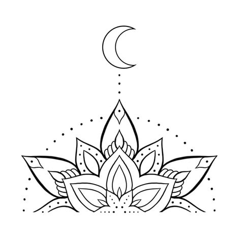 Little Half Mandala And Crescent Moon Tattoo Stencil Small Mandala Little Half Mandala And Crescent Moon Tattoo Stencil Small Mandala