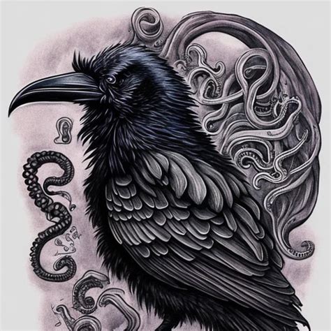 Lovecraftian Style Raven Bird Tattoo Openart Lovecraftian Style Raven Bird Tattoo Openart