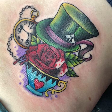 Mad Hatter Pocket Watch Tattoo Original Sale Www Pinnaxis Com