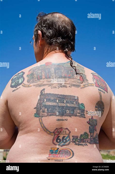 Man Covered In Route 66 Tattoos Afton Gas Station Museum Visitor Center Oklahoma Usa Stock Photo Alamy Man Covered In Route 66 Tattoos Afton Gas Station Museum Visitor Center Oklahoma Usa Stock Photo Alamy