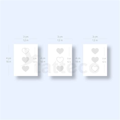 Matching 3 Hearts Semi Permanent Tattoo Set Of 3X2 Tatteco