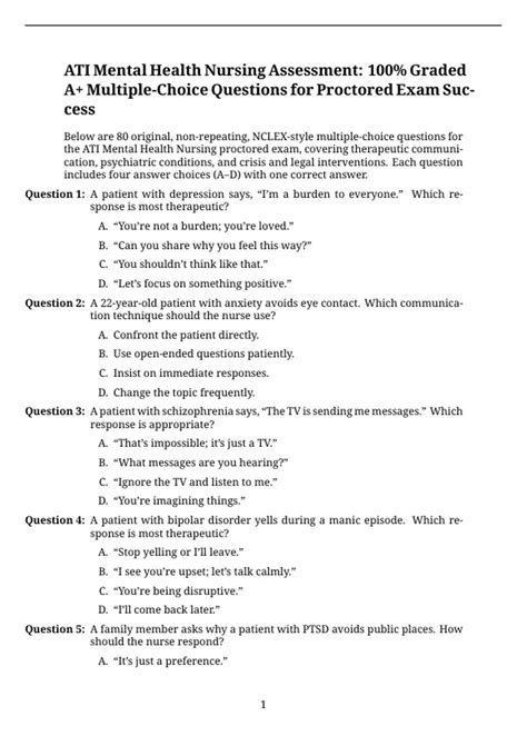 Mental Health Nursing Ati Exam