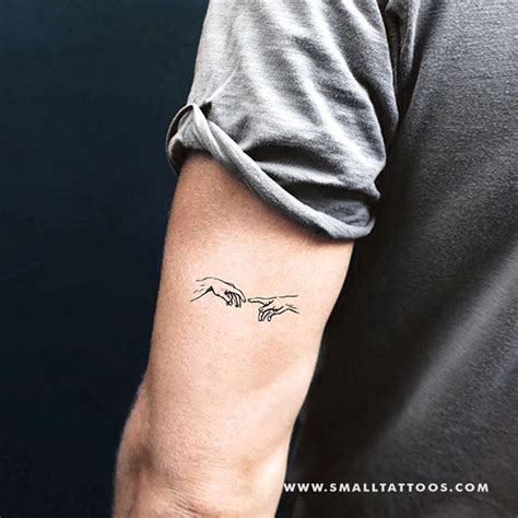 Minimalist Creation Of Adam Hands Temporary Tattoo Set Of 3
