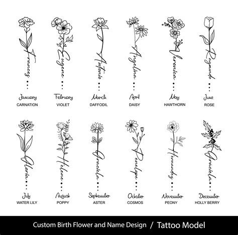 Name Tattoo Designs Flower Names Name Art Custom Tattoo Birth