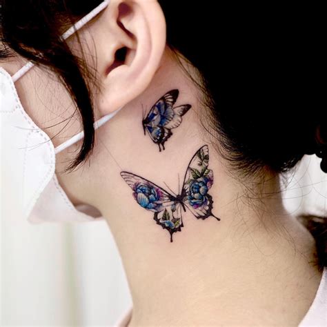 Neck Butterfly Tattoo