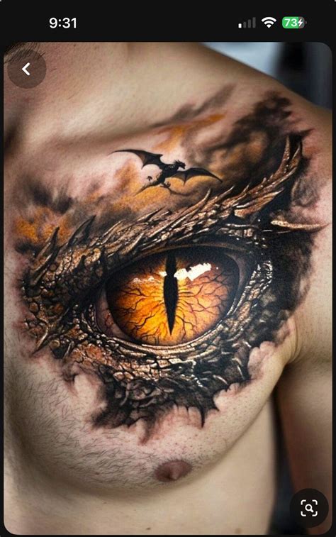 New School Dragon Eye Tattoo On The Chest