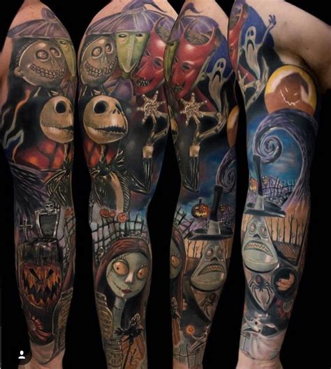 Nightmare Before Christmas Tattoo Sleeve Realistic Portrait Tattoos Nightmare Before Christmas Tattoo Sleeve Realistic Portrait Tattoos