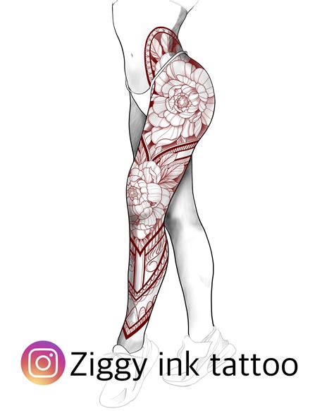Ornamental Leg Tattoo Design With Peony And Mandala Back Of Leg Tattoos Ornamental Leg Tattoo Design With Peony And Mandala Back Of Leg Tattoos