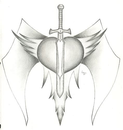 Pencil Drawings Of Hearts With Wings And Banners Pencildrawing2019