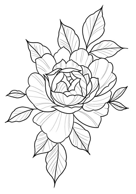 Peonies Floral Tattoo Stencil Japanese Flower Tattoo Tattoo Art Peonies Floral Tattoo Stencil Japanese Flower Tattoo Tattoo Art