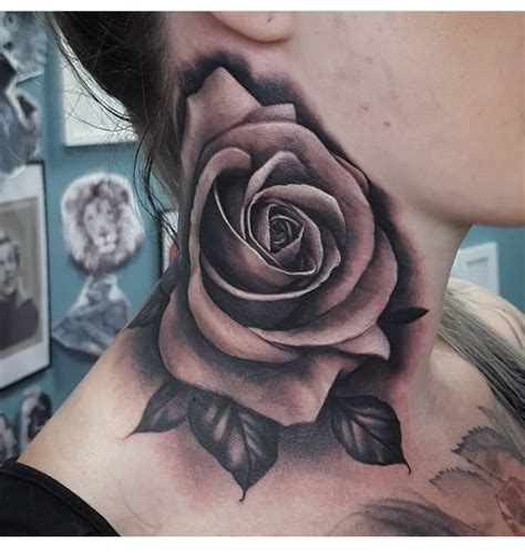 Pin By Katrina Faiella On Roses Rose Neck Tattoo Neck Tattoos Women