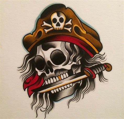 Pin By Sarah Handy On Skulls Pirate Tattoo Traditional Nautical