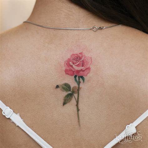 Pink Rose Tattoo On The Back Tattoogrid Net Pink Rose Tattoo On The Back Tattoogrid Net