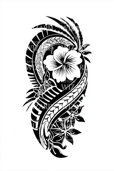 Polynesian Hibiscus Swirl Tattoo Design Tattoos Wizard Designs