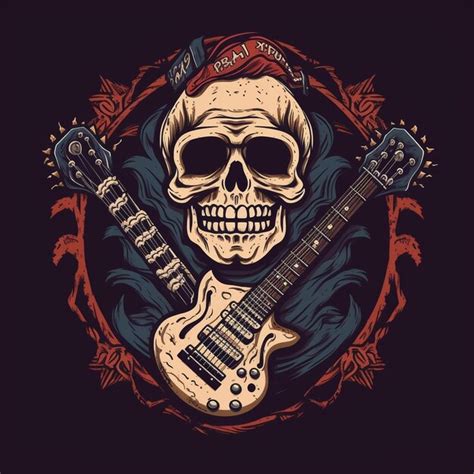 Premium Ai Image Guitar And Skull Tattoo Design Logo Tshirt Design Stamp Premium Ai Image Guitar And Skull Tattoo Design Logo Tshirt Design Stamp