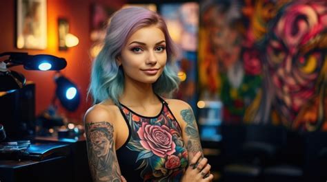 Premium Ai Image Young Attractive Female Tattoo Artist In A Tattoo Premium Ai Image Young Attractive Female Tattoo Artist In A Tattoo