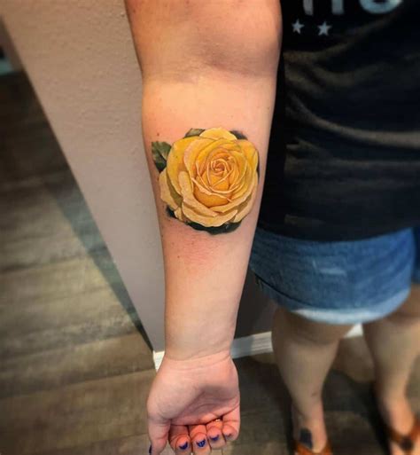 Realistic Yellow Rose Tattoo