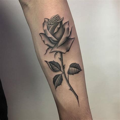 Rose With Stem Tattoo Designs