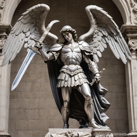 Saint Michael Archangel Holding A Sword In One Hand And A Shield In The