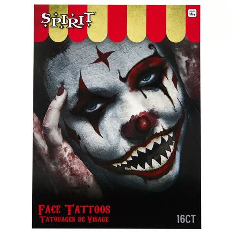 Scary Clown Face Tattoos Spirithalloween Com Scary Clown Face Tattoos Spirithalloween Com