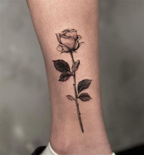 Single Stem Rose Tattoo Elegant Tattoos Rose Tattoos Hand Tattoos