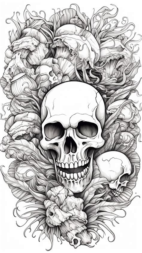 Skull And Flowers Tattoo Design Premium Ai Generated Image Skull And Flowers Tattoo Design Premium Ai Generated Image