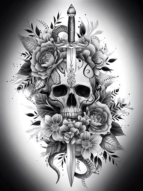 Skull Dagger And Snake Tattoo Design Premium Ai Generated Image