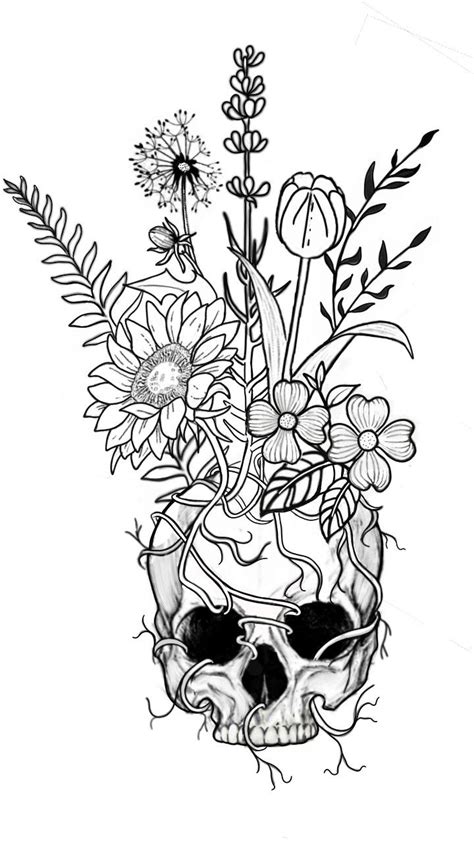 Skull Flowers Tattoo Artofit