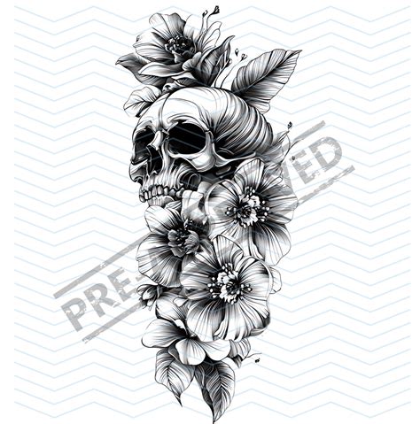 Skull Flowers Tattoo Design Canvas Art 4K Resolution Digital Skull Flowers Tattoo Design Canvas Art 4K Resolution Digital