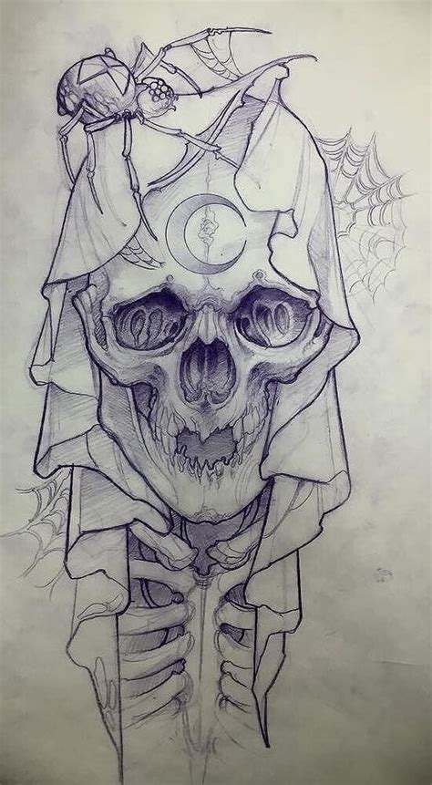 Skull Tattoo Drawings In Pencil For Men