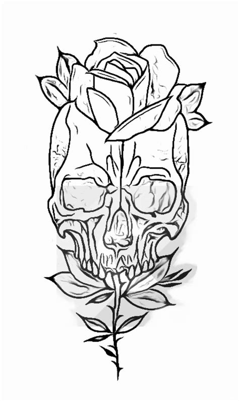 Skull Tattoo Outline Drawings Black And Grey Floral Skull Tattoo