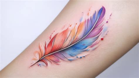 Soft Pastel Feather Tattoo In Watercolor Art Style Stock Photo Image Soft Pastel Feather Tattoo In Watercolor Art Style Stock Photo Image