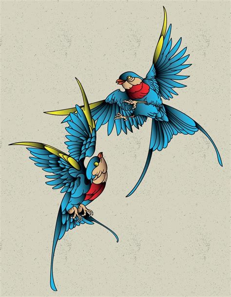 Sparrow Couple Tattoo 4929557 Vector Art At Vecteezy