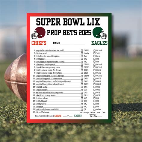 Super Bowl Prop Bet Sheet Guide