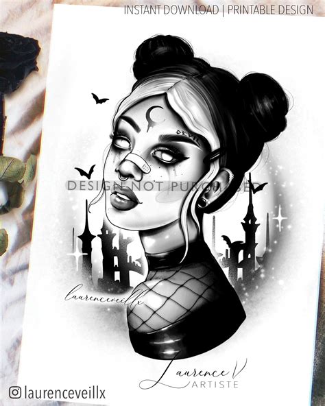 Tattoo Design Instant Download Gothic Lady Tattoo Stencil Etsy Tattoo Design Instant Download Gothic Lady Tattoo Stencil Etsy