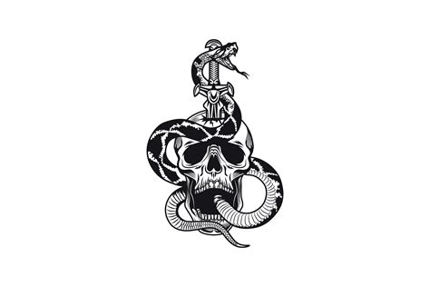 Tattoo Design With Snake And Skull Mono Graphic By Pch Vector Tattoo Design With Snake And Skull Mono Graphic By Pch Vector